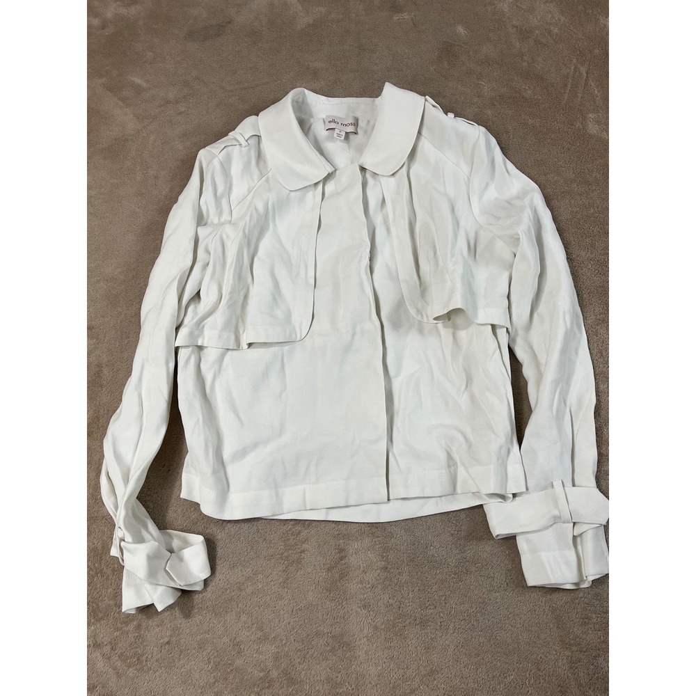 Ella Moss Candice Military Jacket Women's Size M off ivory white Rayon New $198